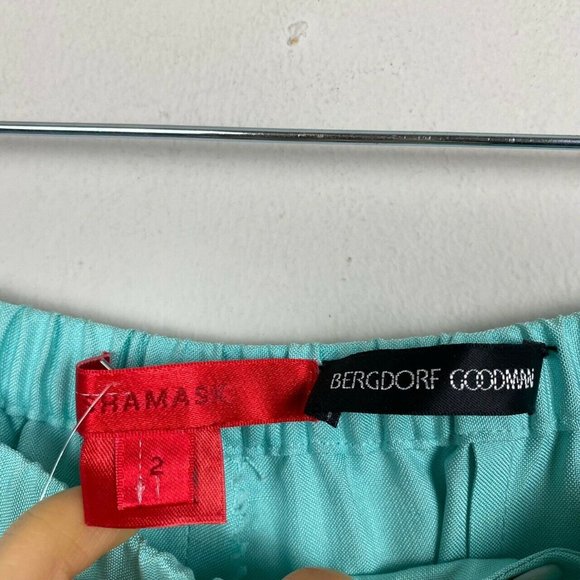SHAMASK Pants 100% Silk Womens Size 2 Blue Bergdorf Goodman Relaxed - Picture 4 of 9
